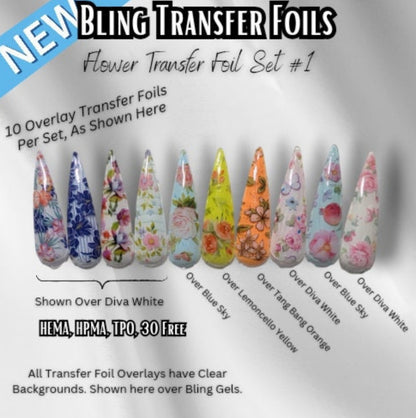 White Lightning Glow-In-The-Dark Gel Polish & Flower Transfer Foils Mani - HEMA, HPMA, TPO Free