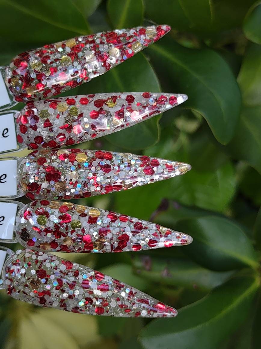 Peppermint Kisses Glitter Dip / Acrylic Nail Dip Powder