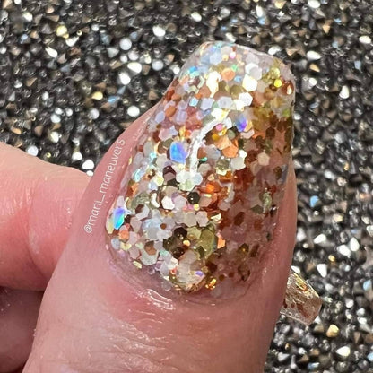 Nude Beach / Gold holographic, Iridescent, Opal Glitter / Acrylic Nail Dip Powder