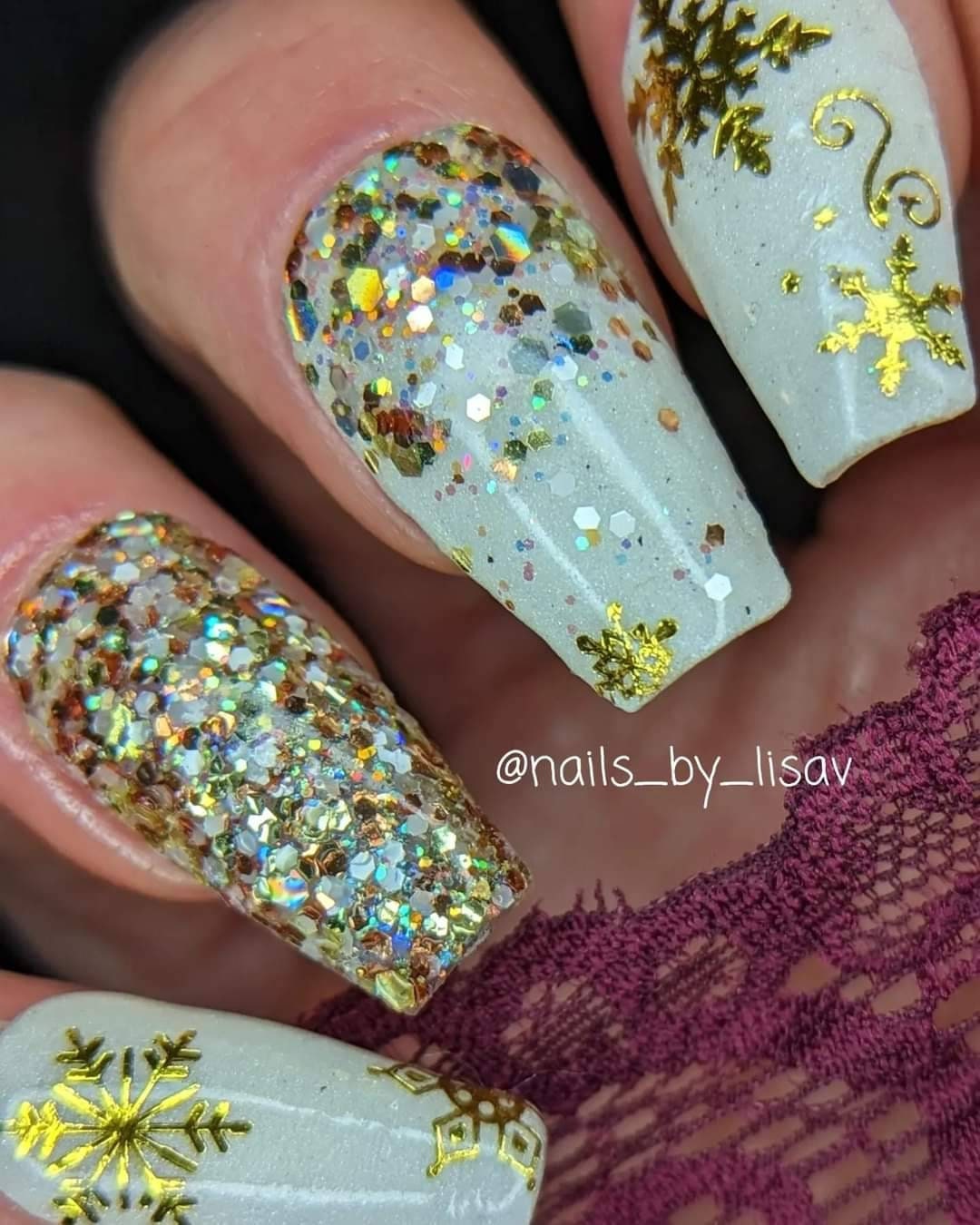 Nude Beach / Gold holographic, Iridescent, Opal Glitter / Acrylic Nail Dip Powder