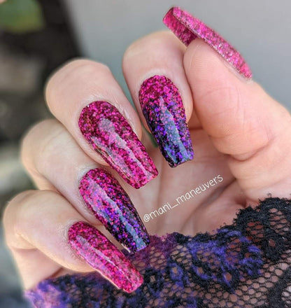 Fuchsia Flower Deep Violet Ombre Duo / Fuchsia Flower & Deep Violet Glitter Dips / Acrylic Nail Dip Powder