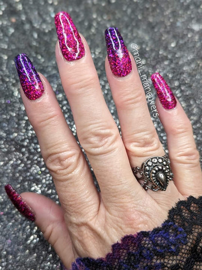 Fuchsia Flower Deep Violet Ombre Duo / Fuchsia Flower & Deep Violet Glitter Dips / Acrylic Nail Dip Powder