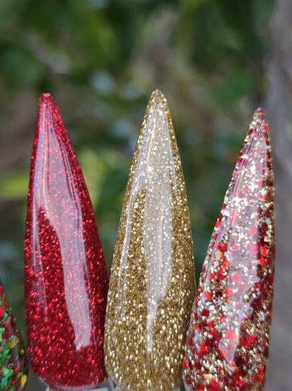 Candy Apple Trio / Candy Apple, Good as Gold, and Golden Rubies / Acrylic Nail Dip Powder