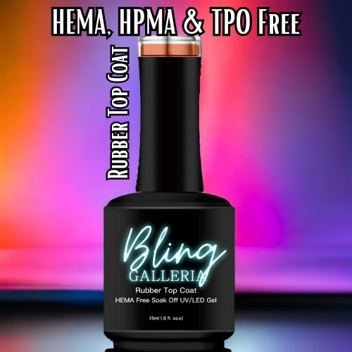 Rubber Top Coat | No Wipe | HEMA, HPMA, TPO, 30 Free uv/led | 15ml | Soak Off | Clear | Shine | Strong | Thick Protective Top Layer Gel |