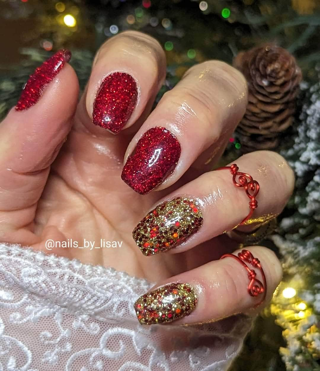 Candy Apple Trio / Candy Apple, Good as Gold, and Golden Rubies / Acrylic Nail Dip Powder