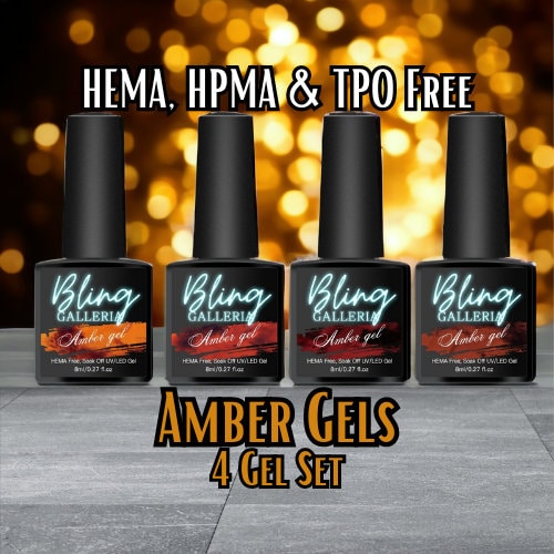 Amber Tortoiseshell Jelly Gel | White | Set of 4-8ml Bottles w/Brushes | HEMA, HPMA & TPO Free | uv/led | Soak Off | Coffee | Gel Nails