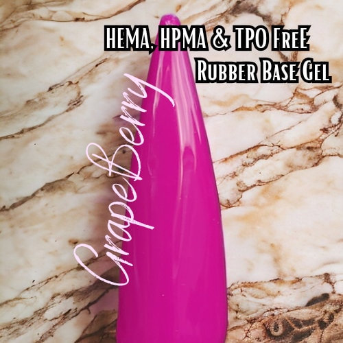 GrapeBerry Rubber Base Gel in Bottle | GrapeBerry | HEMA, HPMA, TPO Free uv/led | 15ml | Soak Off | Clear | Non-Yellowing | Gel Nai