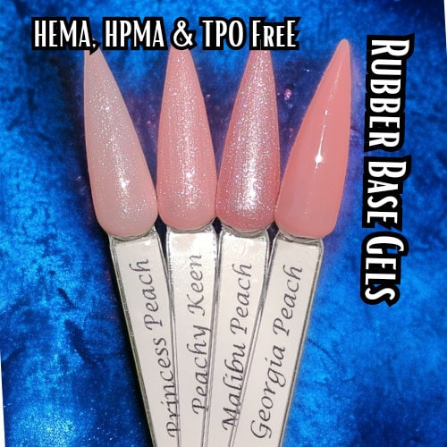 Peach Tonal Rubber Base Gel in Bottle | Princess Peach, Peachy Keen, Malibu & Georgia Peach | HEMA, HPMA, TPO Free uv/led | 15ml | Soak Off