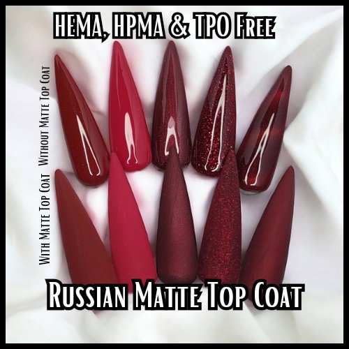 Russian Matte Top Coat in a Bottle | Clear | HEMA, HPMA, TPO Free uv/led | 15ml | Soak Off | Silky | No Wipe | No Powder Stick | Gel Nail