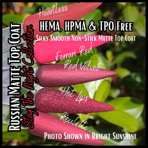 Russian Matte Top Coat in a Bottle | Clear | HEMA, HPMA, TPO Free uv/led | 15ml | Soak Off | Silky | No Wipe | No Powder Stick | Gel Nail