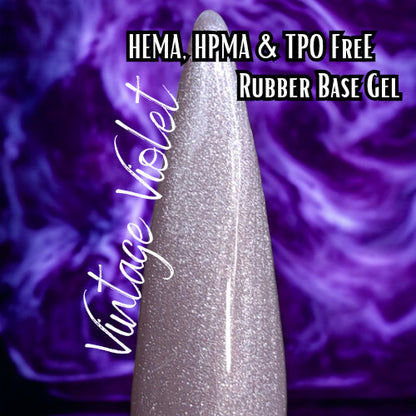 Vintage Violet Rubber Base Gel in Bottle | HEMA, HPMA, TPO Free uv/led | 15ml | Soak Off | Clear | Non-Yellowing | Gel Nail