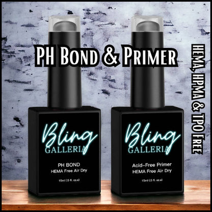 PH Bond (Dehydrator) and Acid-Free Primer (Bond) | Improved Gel or Dip Adherence | Non Burn | HEMA, HPMA, tpo, 30 Free uv/led | 15ml