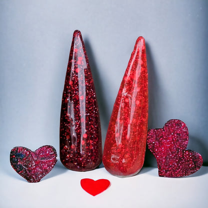 Infatuated and Heartbreak Red Glitter Gels | Bottle | HEMA, HPMA, TPO Free uv/led | 15ml | Gel Nails