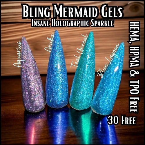 Aruba | Mermaid Gels | Sparkly Micro Flake Glitter Gel | 30 Free | HEMA, HPMA, TPO Free uv/led | 15ml | Soak Off |