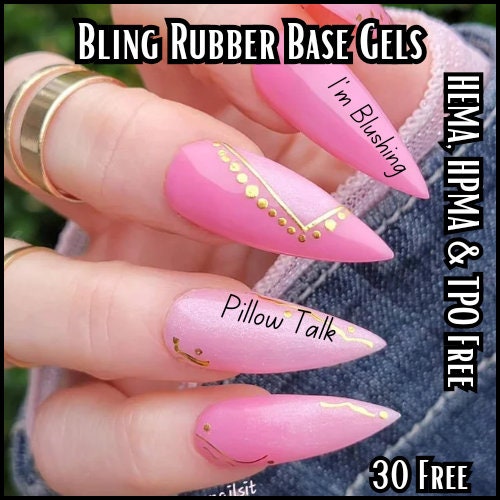 I'm Blushing and Pillow Talk | Rubber Base Gel in Bottle | HEMA, HPMA, TPO Free uv/led | 15ml | Soak Off | Clear | No Odor | Non-Yellowing