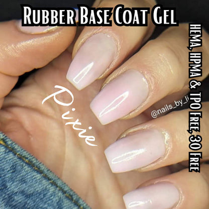 Pixie | Rubber Base Gel | Light Pink Solid | HEMA, HPMA, TPO Free uv/led | 15ml | Soak Off | Clear | No Odor | Non-Yellowing