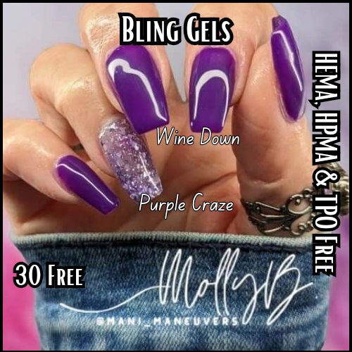 Purple Tonal Gels Mani | Venus, Lavish Lavender, Wine Down, Scandal, Ibiza Nights | HEMA, HPMA, TPO 30 Free Free uv/led | 15ml | Soak Off |