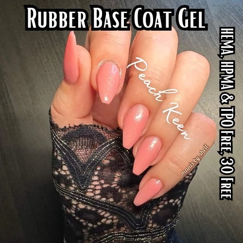 Peachy Keen Shimmer Rubber Base Gel | HEMA, HPMA, TPO Free uv/led | 15ml | Soak Off | Clear | No Odor | Non-Yellowing