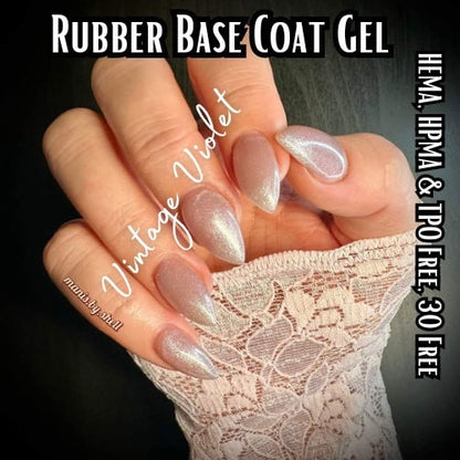 Vintage Violet Rubber Base Gel in Bottle | HEMA, HPMA, TPO Free uv/led | 15ml | Soak Off | Clear | Non-Yellowing | Gel Nail