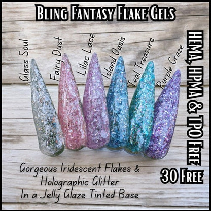 Purple Craze Fantasy Flake Glitter Gel Polish | Flakes & Holographic Glitters, Purple Jelly Base | HEMA, HPMA, TPO, 30 Free uv/led | 15ml