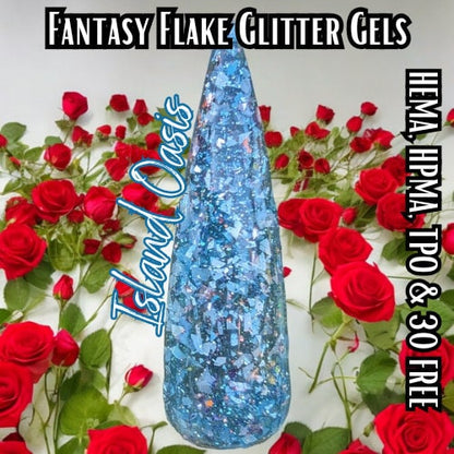 Island Oasis Blue Flake Glitter Gel Polish | HEMA,HPMA,TPO, 30 Free uv/led |15ml