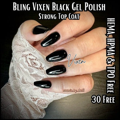 Vixen Black Gel | Highly Pigmented Nail Art, Lines, Embellishment | One Coat Coverage | Bottle | HEMA, HPMA, TPO Free uv/led | 15ml | Gel