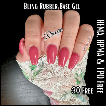 Rouge Rubber Base Gel | HEMA, HPMA, TPO, 30 Free uv/led | 15ml | Soak Off | Clear | Gel Nail