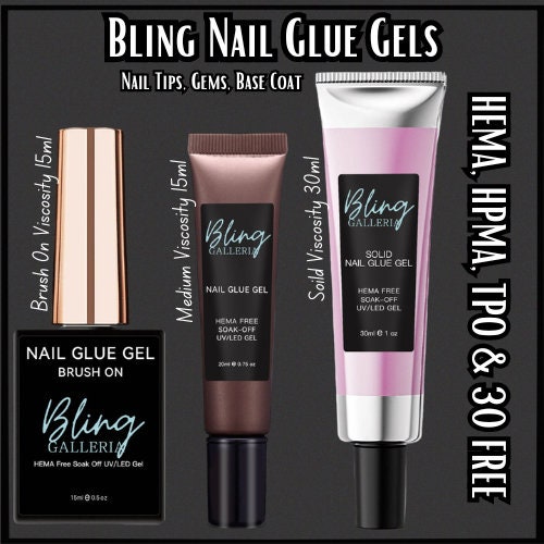 Nail Glue Gels - Solid, Medium Viscosity & Brush On