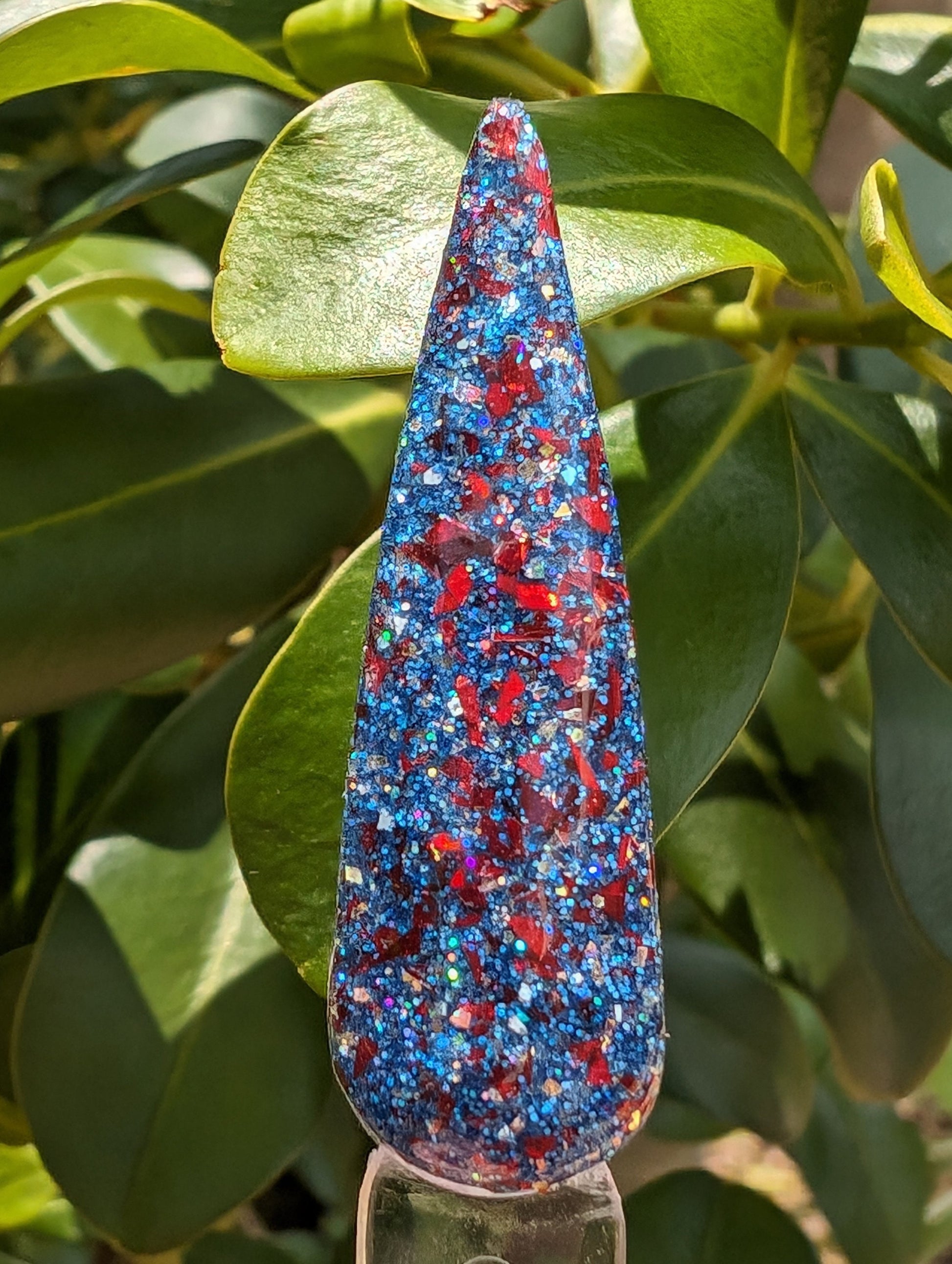 American Spirit Red, White & Blue Glitter Dip / Blue and White Fine Glitter with Red Flakes / Acrylic Nail Dip Powder