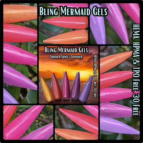 Sultry Sunset | Shimmer Mermaid Gels | Summer Sunset | HEMA, HPMA, TPO, 30 Free uv/led | 15ml | Soak Off |