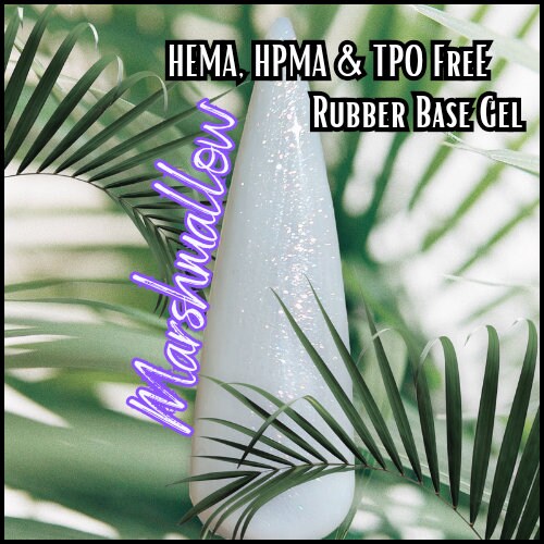 Marshmallow Shimmer Rubber Base Gel | Shimmer White | HEMA, HPMA, TPO Free uv/led | 15ml | Soak Off