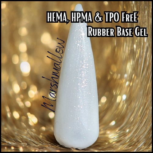 Marshmallow Shimmer Rubber Base Gel | Shimmer White | HEMA, HPMA, TPO Free uv/led | 15ml | Soak Off