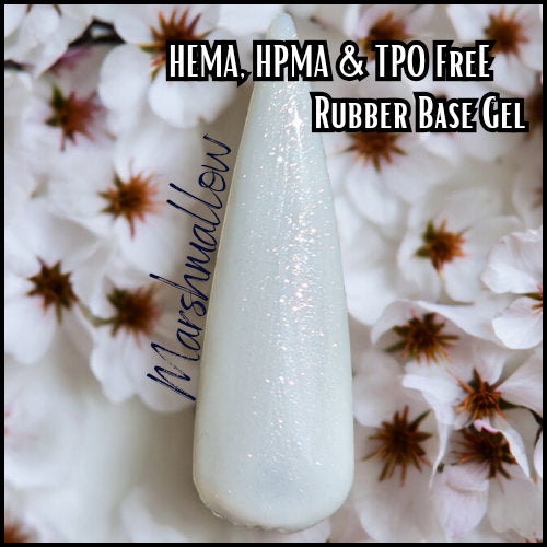 Marshmallow Shimmer Rubber Base Gel | Shimmer White | HEMA, HPMA, TPO Free uv/led | 15ml | Soak Off