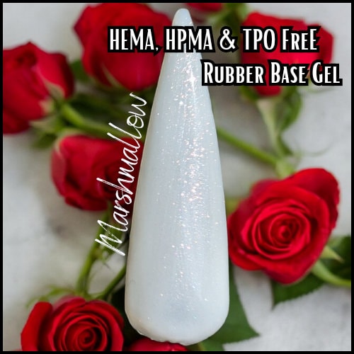 Marshmallow Shimmer Rubber Base Gel | Shimmer White | HEMA, HPMA, TPO Free uv/led | 15ml | Soak Off