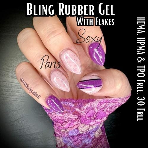 Paris and Sexy Rubber Base Gelswith Flakes | HEMA, HPMA, TPO, 30 Free uv/led | 15ml | Soak Off |