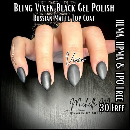 Russian Matte Top Coat in a Bottle | Clear | HEMA, HPMA, TPO Free uv/led | 15ml | Soak Off | Silky | No Wipe | No Powder Stick | Gel Nail