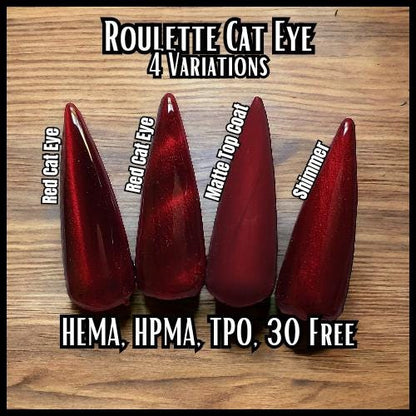 Roulette Red Shimmer Cat Eye | HEMA HPMA TPO Free uv/led | 15ml | Gel Nails