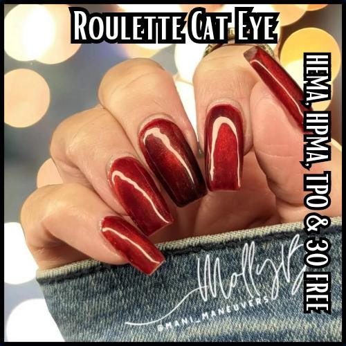 Roulette Red Shimmer Cat Eye | HEMA HPMA TPO Free uv/led | 15ml | Gel Nails