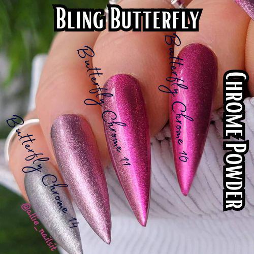 Butterfly CHROME Mani | Mirror Effect Chromes Powder | Colorful Solid Coverage | Metallic Appearance | Chrome Pigment | Not Dip