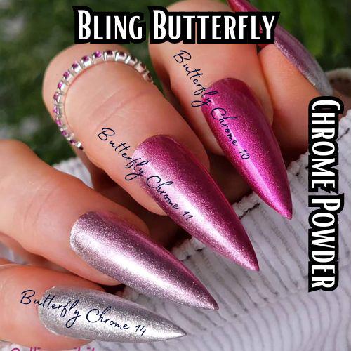 Butterfly CHROME Mani | Mirror Effect Chromes Powder | Colorful Solid Coverage | Metallic Appearance | Chrome Pigment | Not Dip