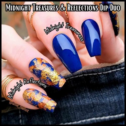 Midnight Treasures Reflections Mani | Autumn Treasures Reflections Collections | Solid & Foil Dip | Acrylic Nail Dip Powder