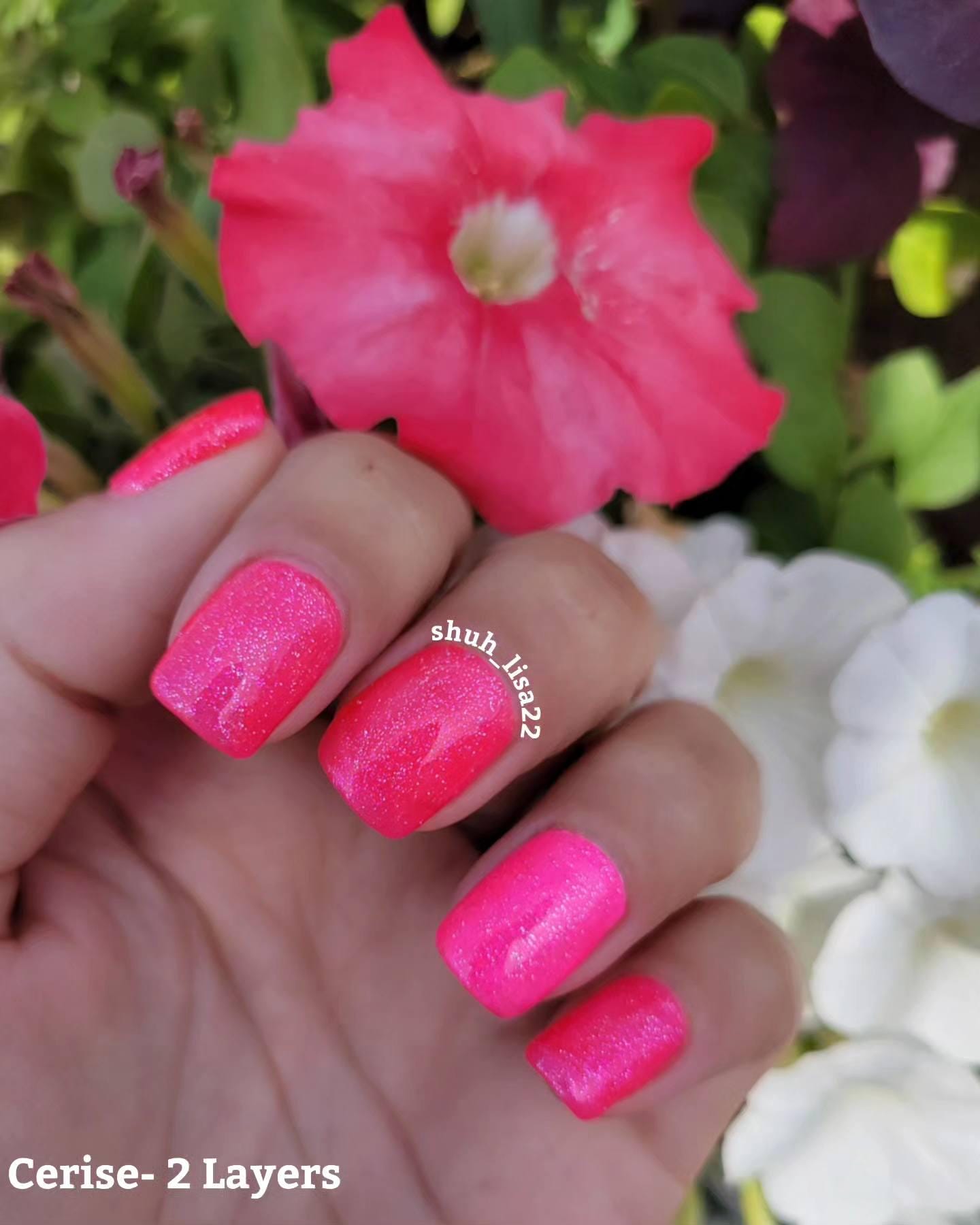 Cerise Glitter Gel Polish Mani | Hot Pink Glitter Gel Polish | HEMA, HPMA, TPO, 30 Free uv/led | 15ml | Soak Off |