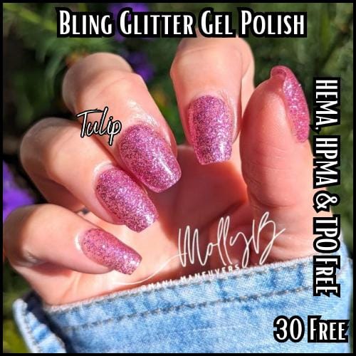 Tulip Glitter Gel Polish | HEMA, HPMA, TPO Free uv/led | 15ml | Soak Off | Non-Yellowing | Gel Nail