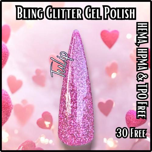 Tulip Glitter Gel Polish | HEMA, HPMA, TPO Free uv/led | 15ml | Soak Off | Non-Yellowing | Gel Nail