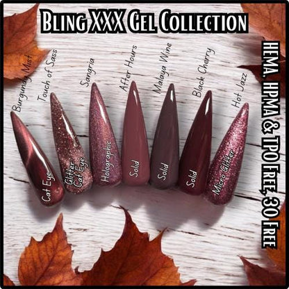 Sangria Holographic Glitter Gel | Burgundy | Maroon | HEMA HPMA tpo Free uv/led | 15ml