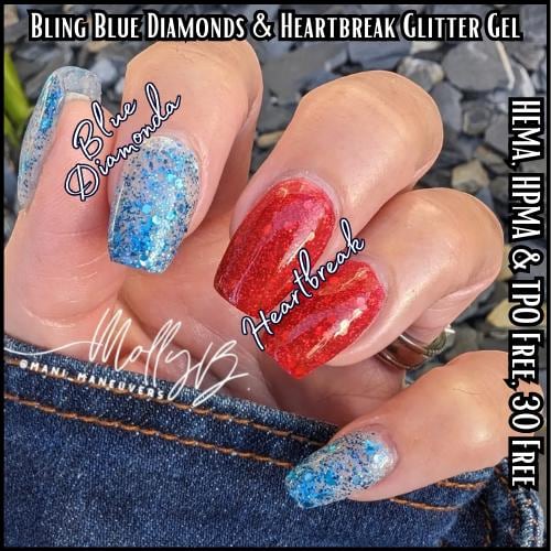 Blue Diamonds Glitter Gel Polish | HEMA, HPMA, TPO Free uv/led | 15ml | Soak Off | Non-Yellowing | Gel Nail