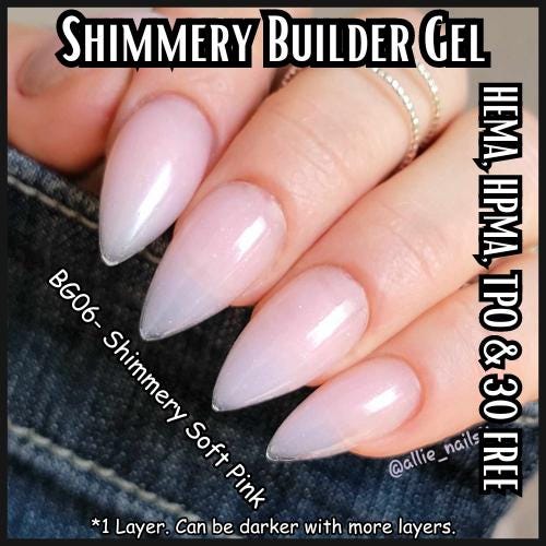 Sparkly Builder Gel in Bottle | Neutrals & Light Pink | HEMA, HPMA, TPO, 30 Free uv/led | 15ml | Soak Off