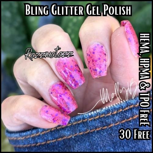 Razzmatazz Glitter Mani Gel Polish | Iridescent | HEMA, HPMA, TPO Free uv/led | 15ml | Soak Off | Gel Nail