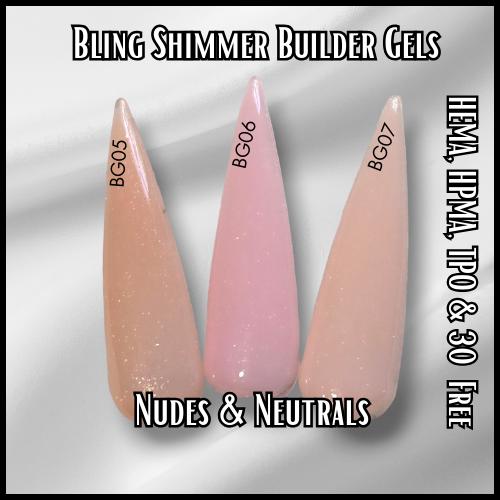 Sparkly Builder Gel in Bottle | Neutrals & Light Pink | HEMA, HPMA, TPO, 30 Free uv/led | 15ml | Soak Off