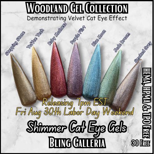 Shimmer Cat Eye Gel Polish | Woodland Collection | Stepping Stone, Toffee Tech, Ruby Madness, More Names in Photo | HEMA, HPMA, TPO, 30 Free